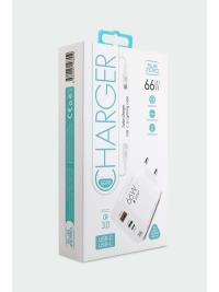 Subzero SG90 66W USB+PD+Ligtning + Type-C to Lightning Kablo Turbo Hızlı Şarj Cihazı Seti